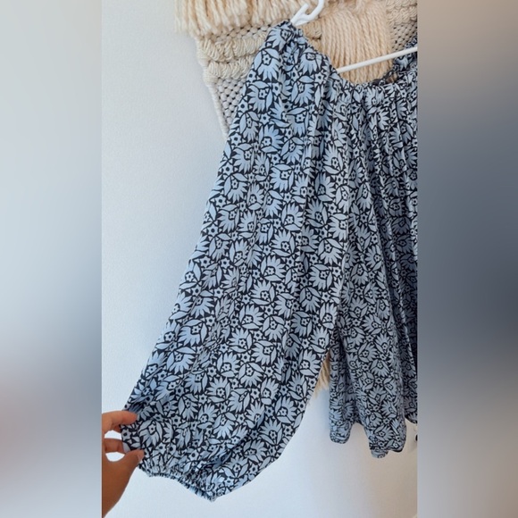 Omika Fitzgerald Long Sleeve Floral Tent Blouse in Inkberry Blue India Large - Picture 2 of 6